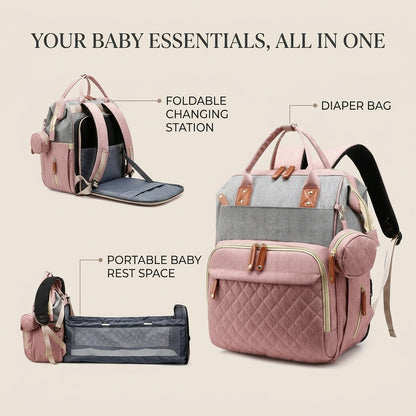 3-in-1 Diaper Bag Backpack – With Foldable Changing Station