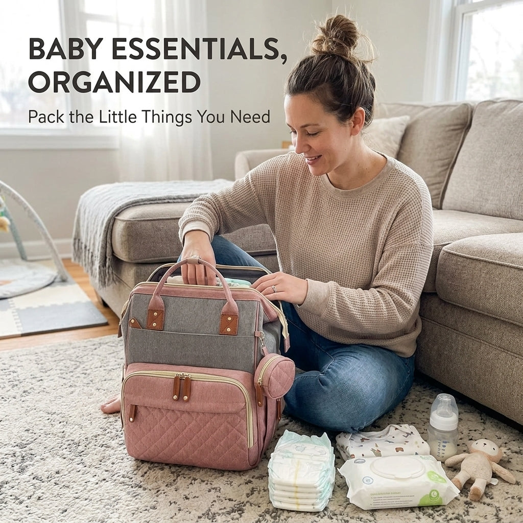 3-in-1 Diaper Bag Backpack – With Foldable Changing Station