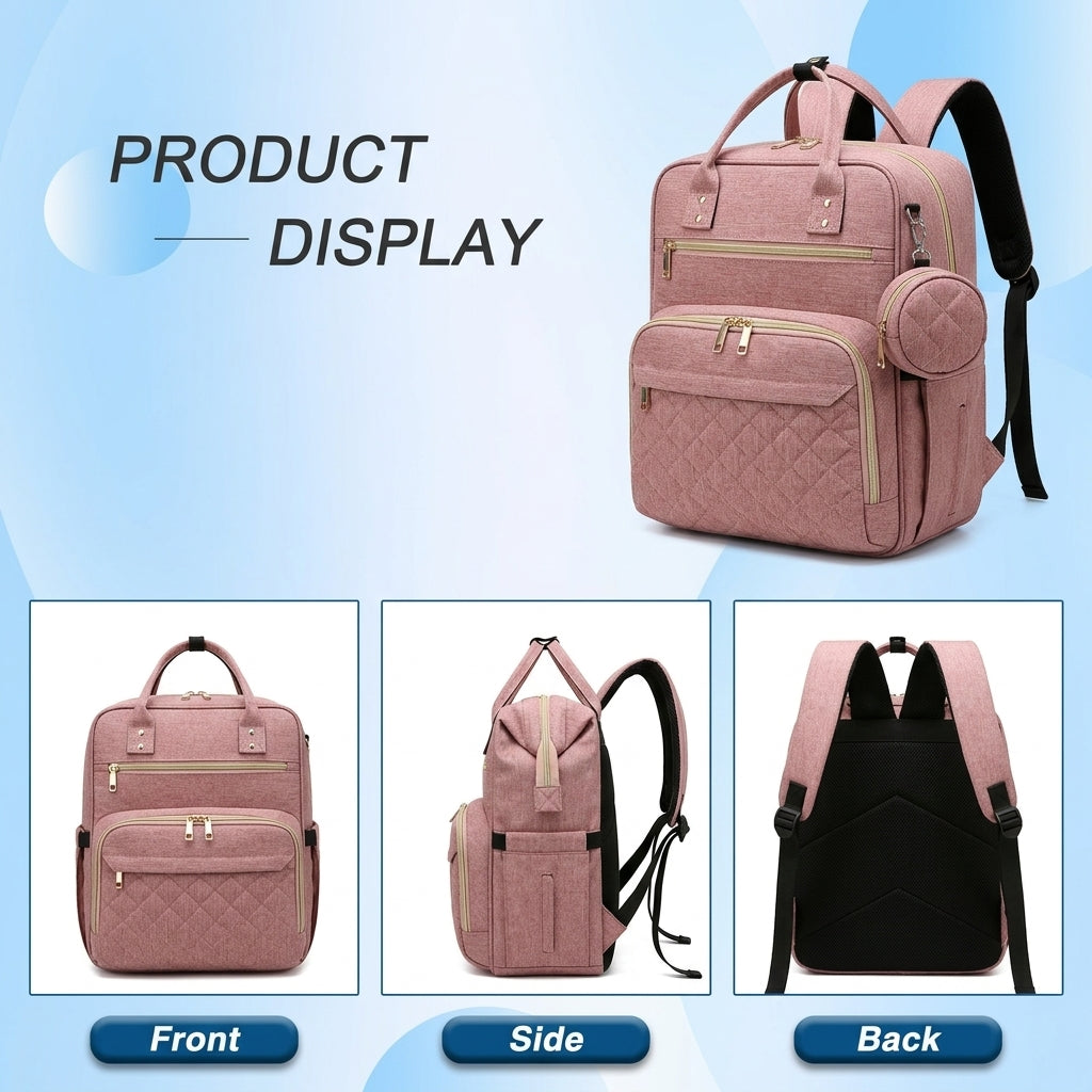 3-in-1 Diaper Bag Backpack – With Foldable Changing Station