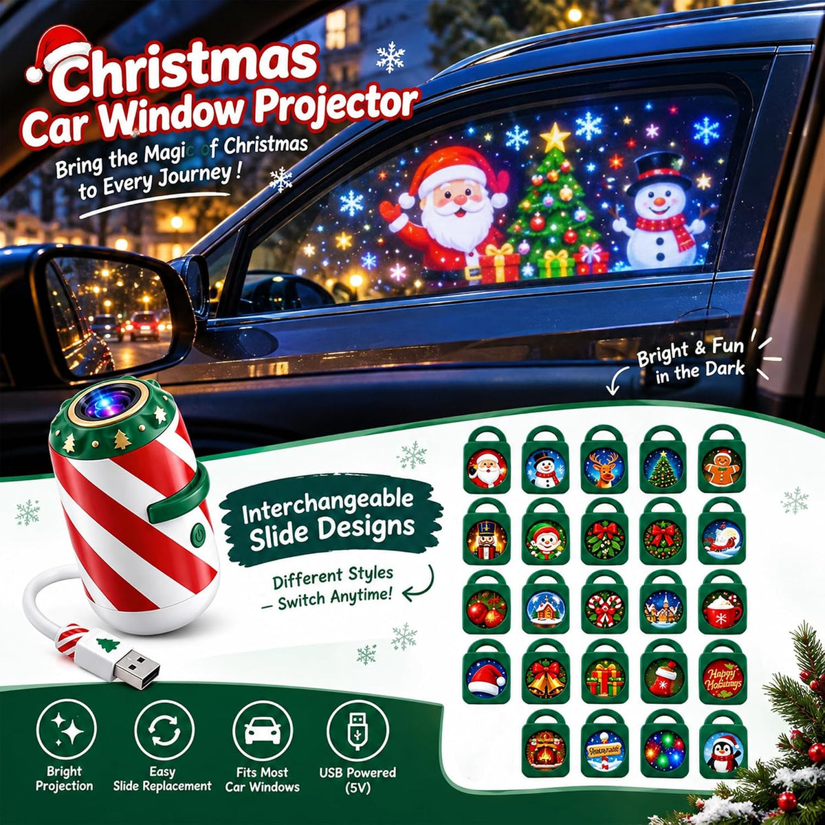 Christmas Car Projector | 24 Festive Window Designs
