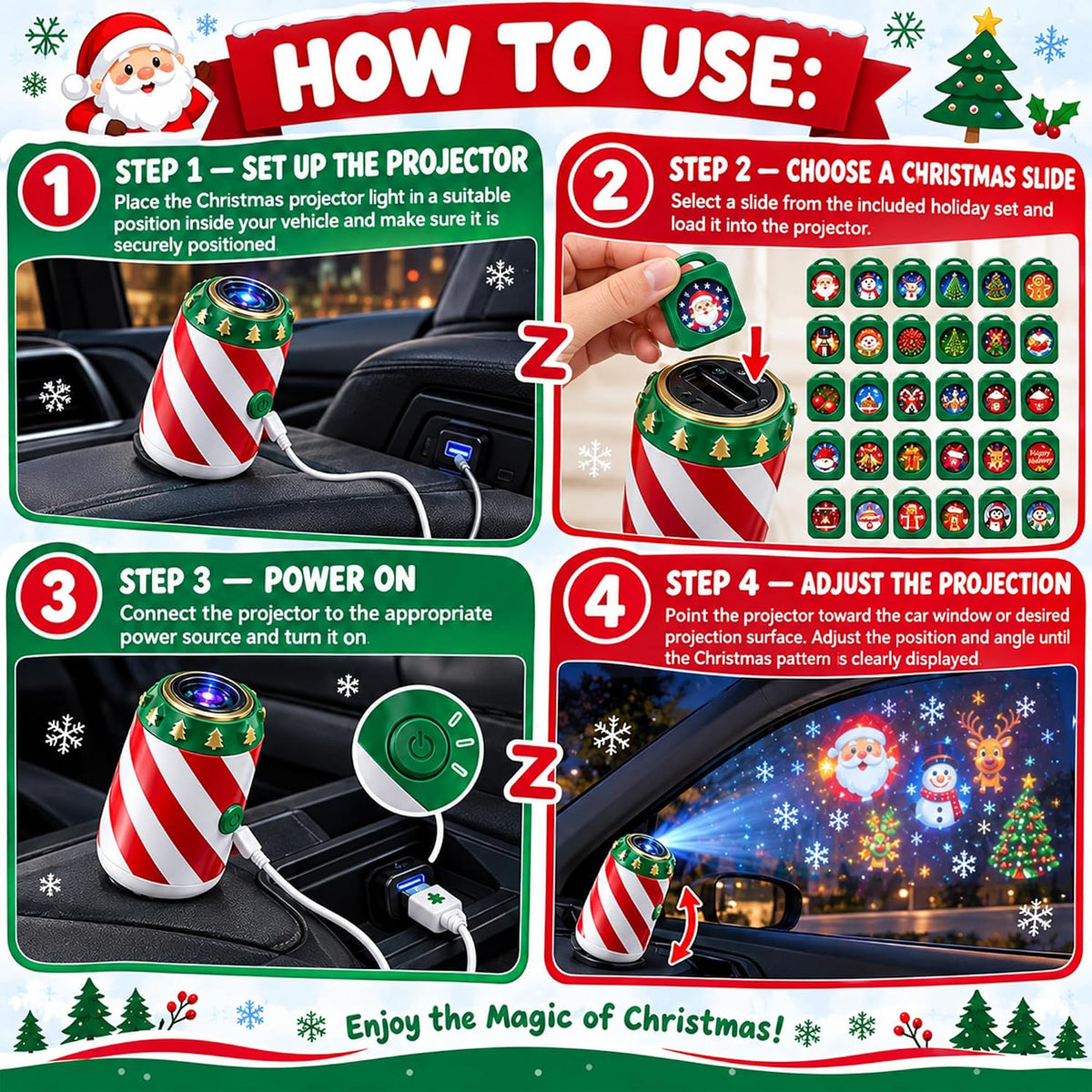 Christmas Car Projector | 24 Festive Window Designs