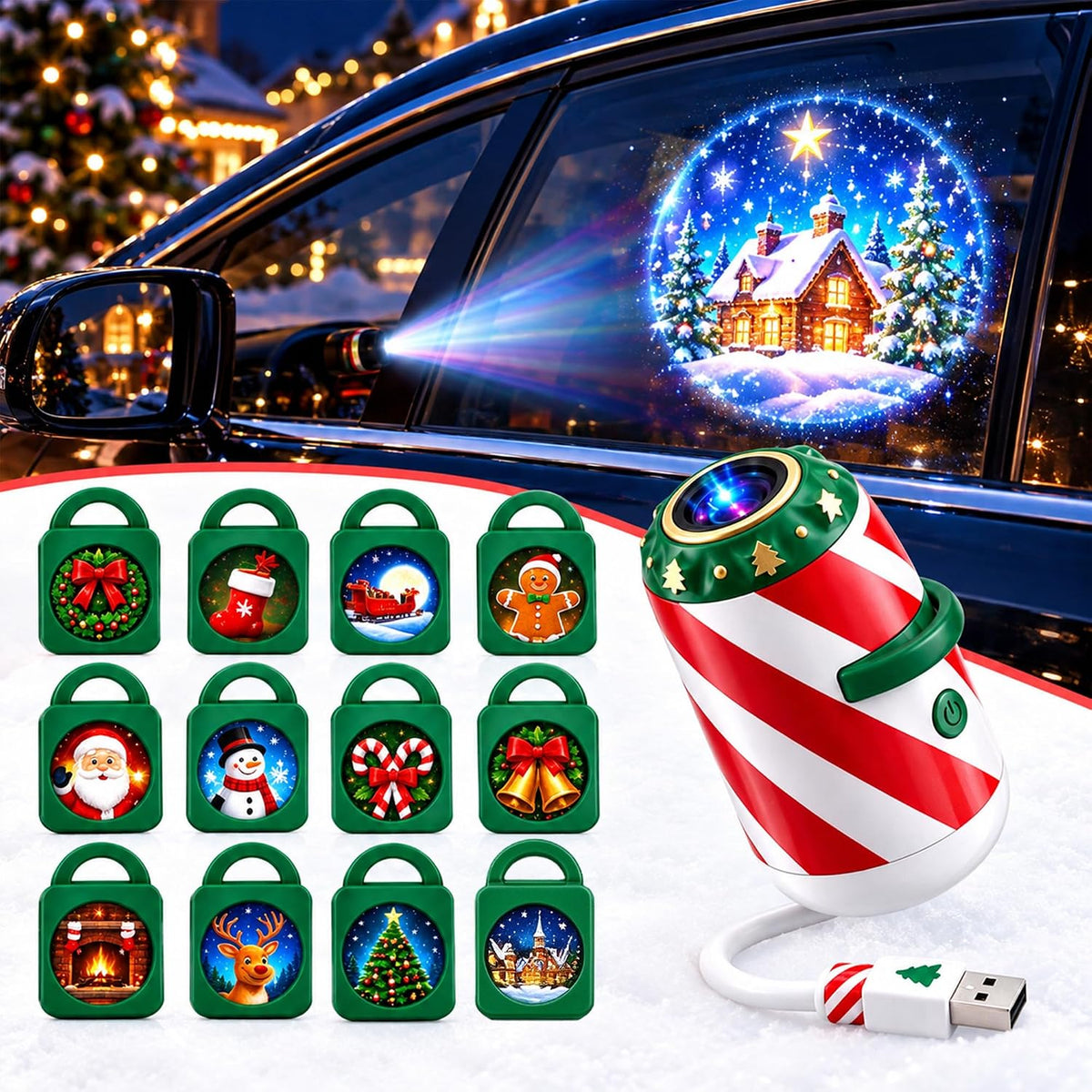 Christmas Car Projector | 24 Festive Window Designs