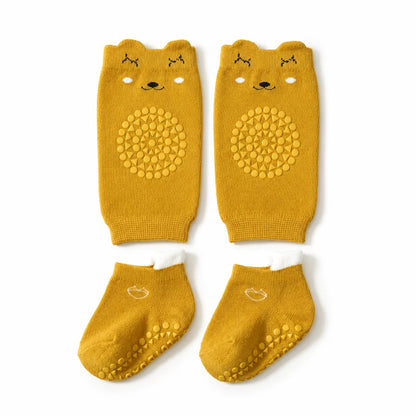 Non-Slip Baby Crawling Set – Soft Knee Pads and Grip Socks