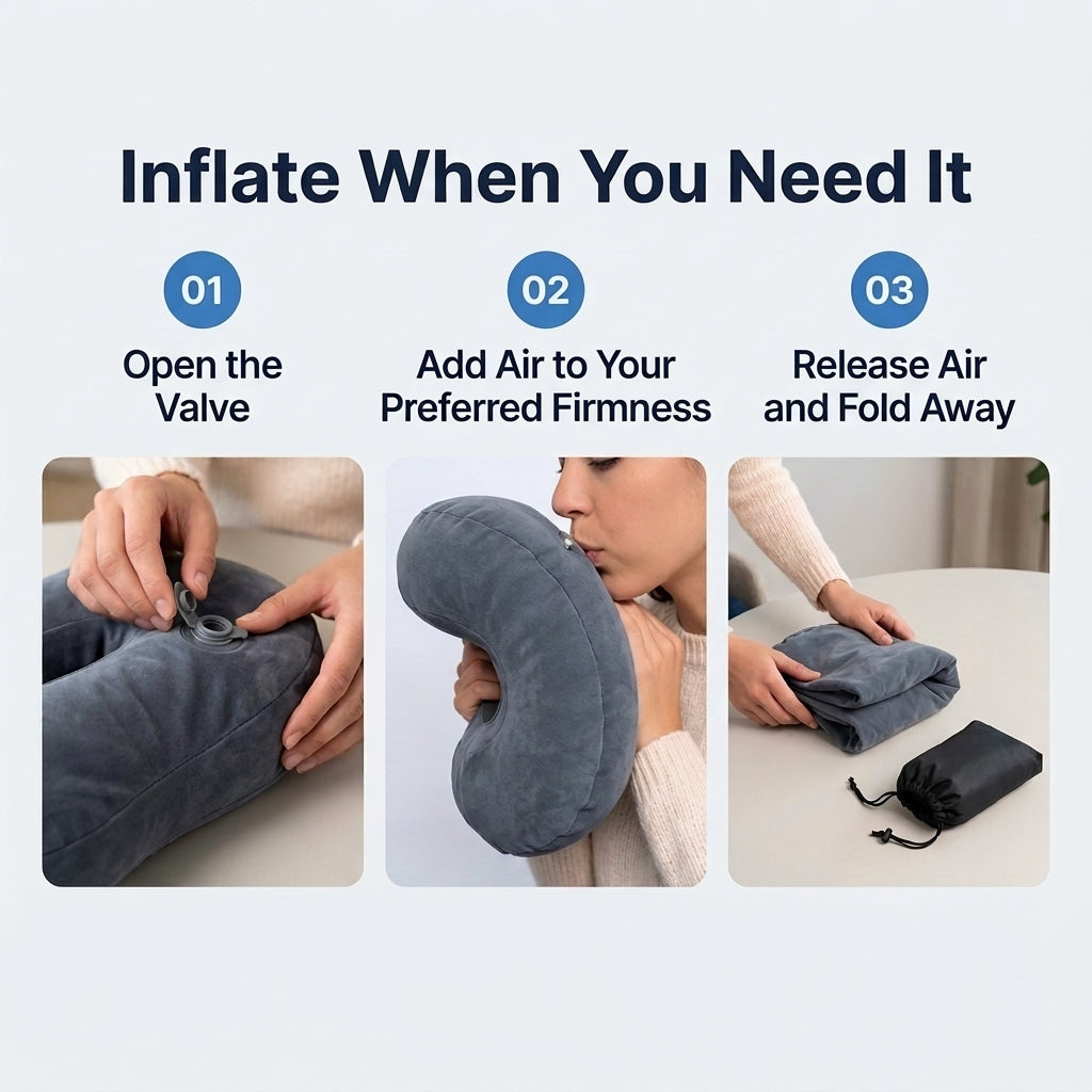 Inflatable Travel Pillow – Head and Arm Support for Long Journeys
