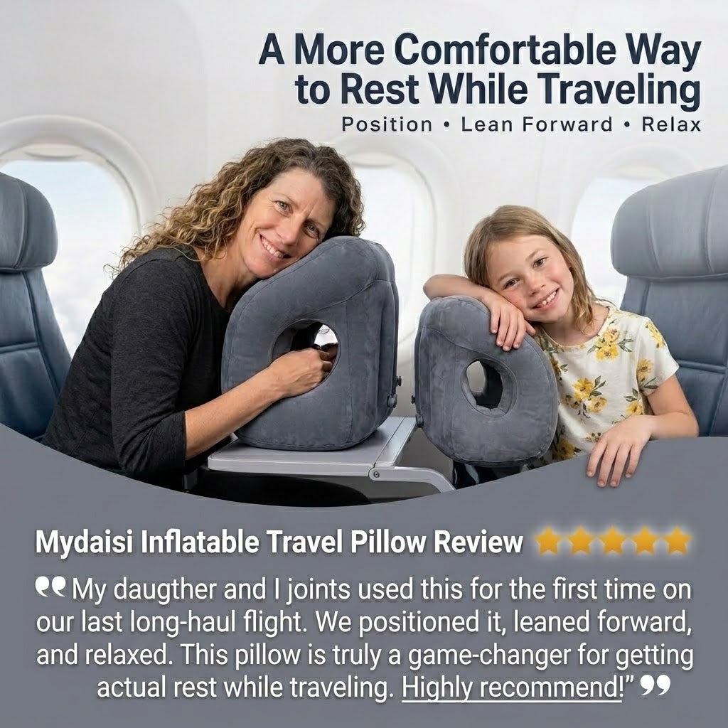 Inflatable Travel Pillow – Head and Arm Support for Long Journeys