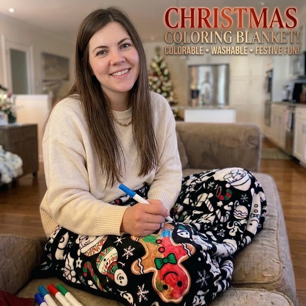 Christmas Coloring Blanket – Soft Fleece Colour-In Throw