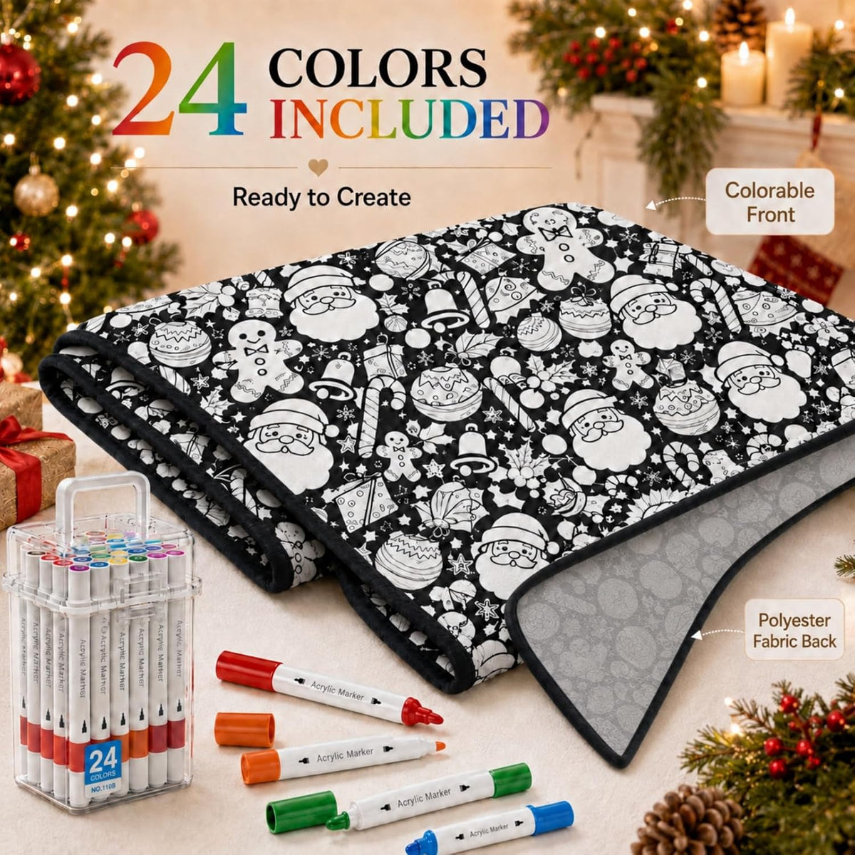 Christmas Coloring Blanket – Soft Fleece Colour-In Throw