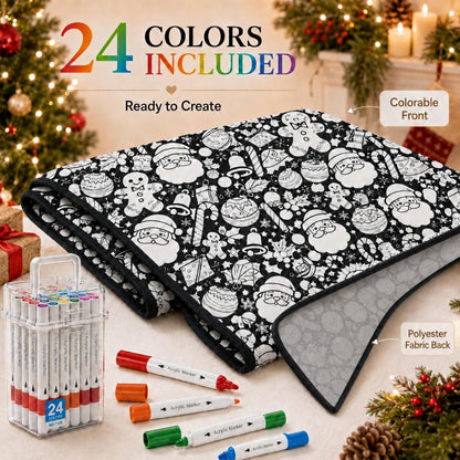 Christmas Coloring Blanket – Soft Fleece Colour-In Throw