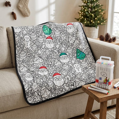 Christmas Coloring Blanket – Soft Fleece Colour-In Throw