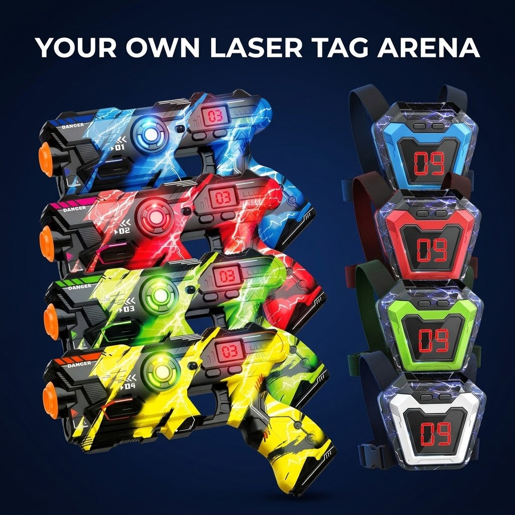 ArenaX Laser Tag Set | Blasters & Sensor Vests for Indoor and Outdoor Play