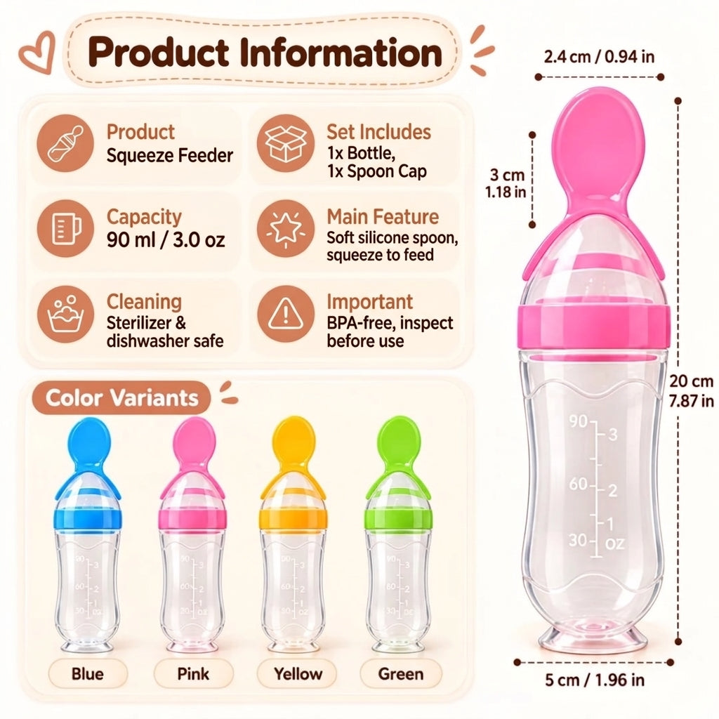 Silicone Baby Feeding Spoons – Easy Squeeze Food Dispenser