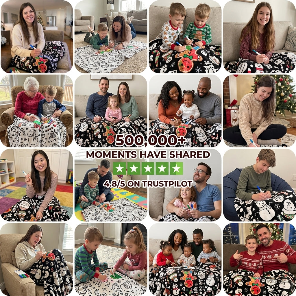 Christmas Coloring Blanket – Soft Fleece Colour-In Throw